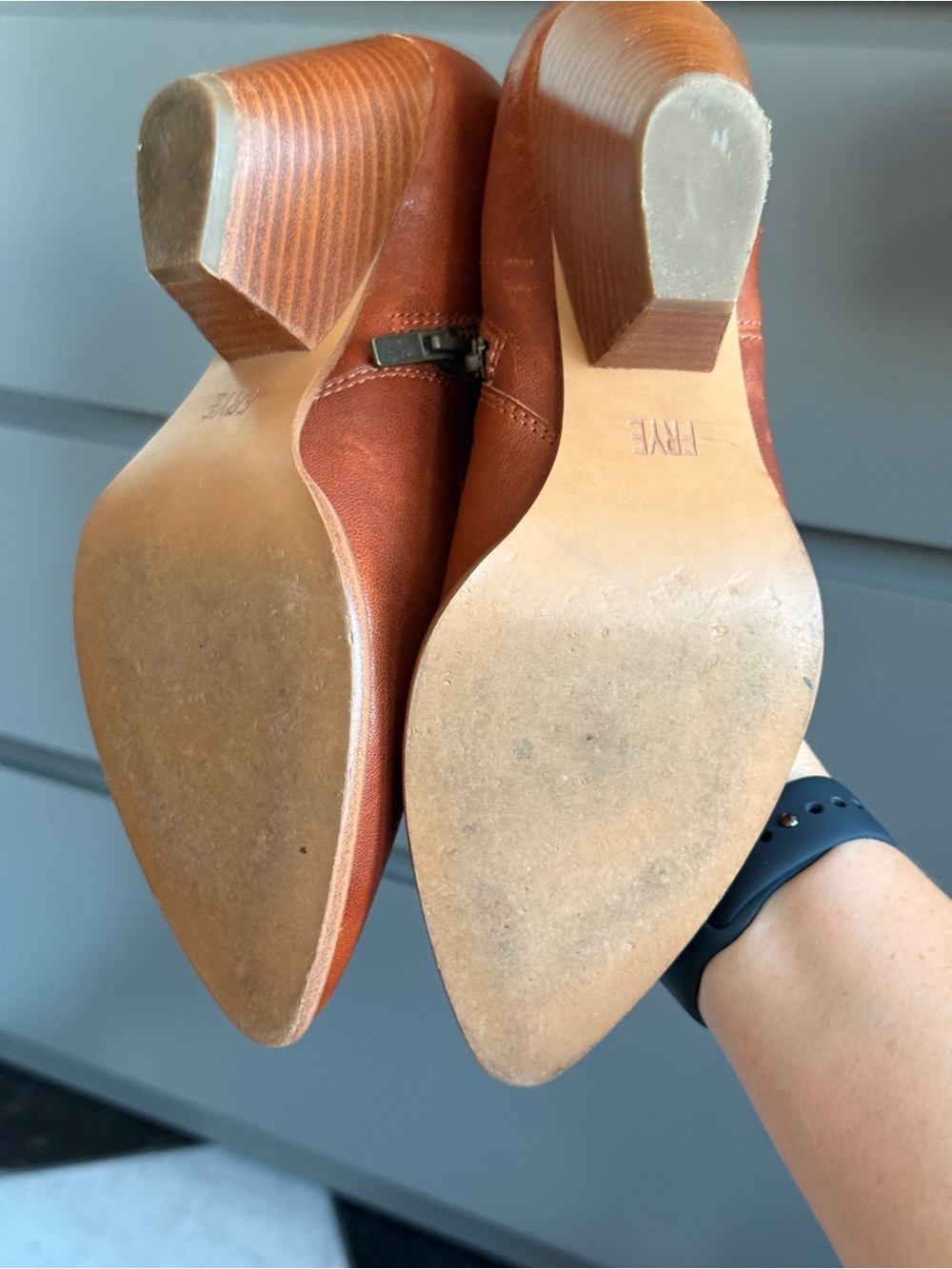 Frye Tobacco Brown/Tan Leather Ankle Booties Western - Picture 6 of 6